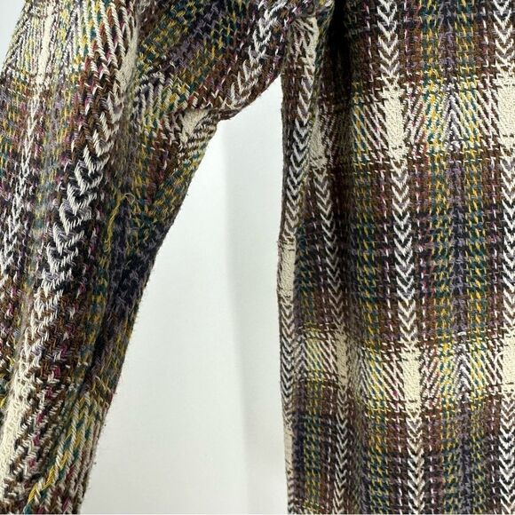 RESERVOIR Worldwide Multicolored Herringbone Button Down Shacket Shirt Sz M - Picture 6 of 9